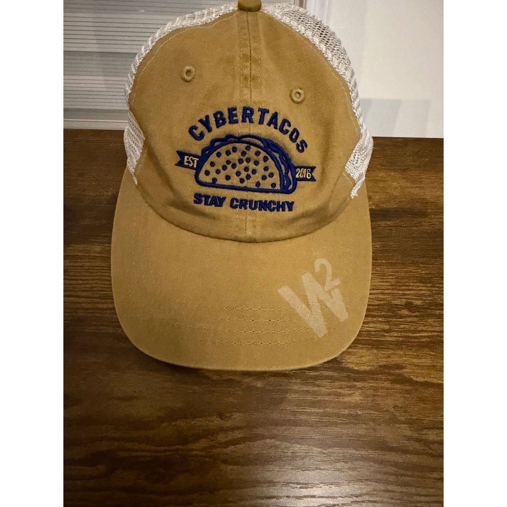 Cybertacos Stay Crunchy Trucker Hat Tan White Mesh Snapback W² Paramount Reserve